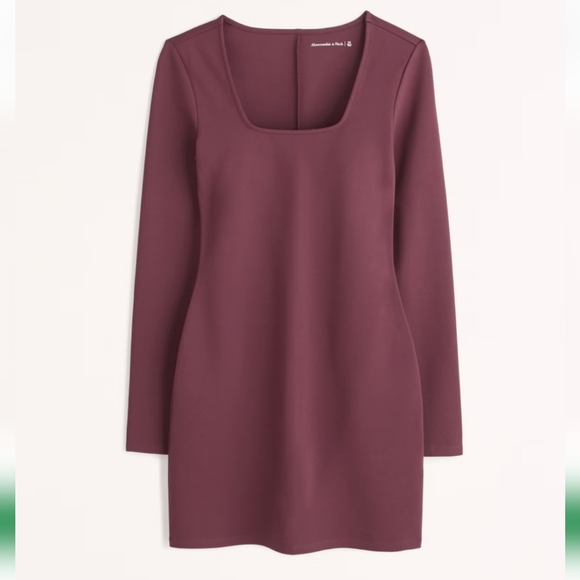 Abercrombie & Fitch Dresses & Skirts - Small Abercrombie & Fitch Burgundy Split Cuff Ponte Square neck Mini Dre…